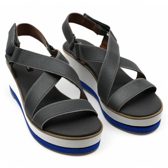 Kensie Womens Tia Iridescent Ankle Strap Wedge Sandals - Picture 1 of 7